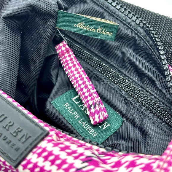 Ralph Lauren Pink and Black Shoulder Bag with Houndstooth Pattern - Picture 4 of 11